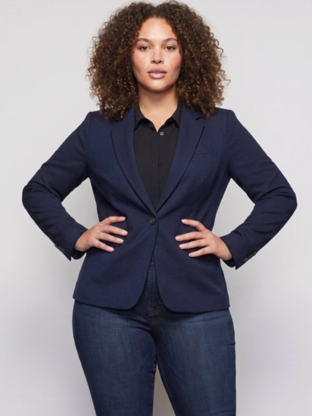 Zara Woman Navy Blue Blazer Size XL Single Button Office Workwear
